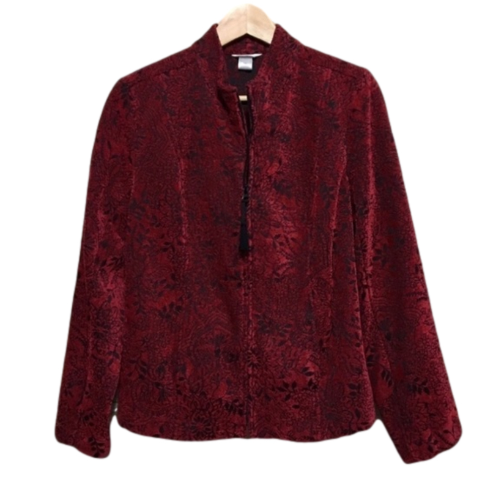 Vintage Christopher & Banks Jacquard Zip Blazer Jacket Size Medium